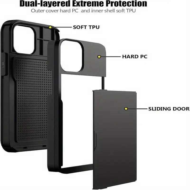 Shockproof Ultra-Thin PC Case | with Slide Slot for Wallet And Card Holder