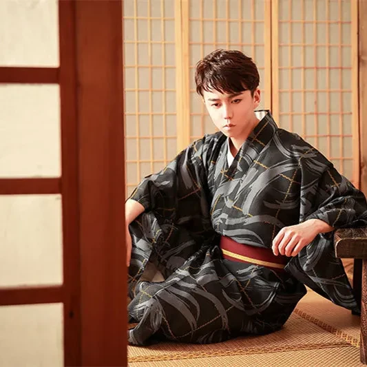 Japanese Style No Ironing Samurai Kimono Set