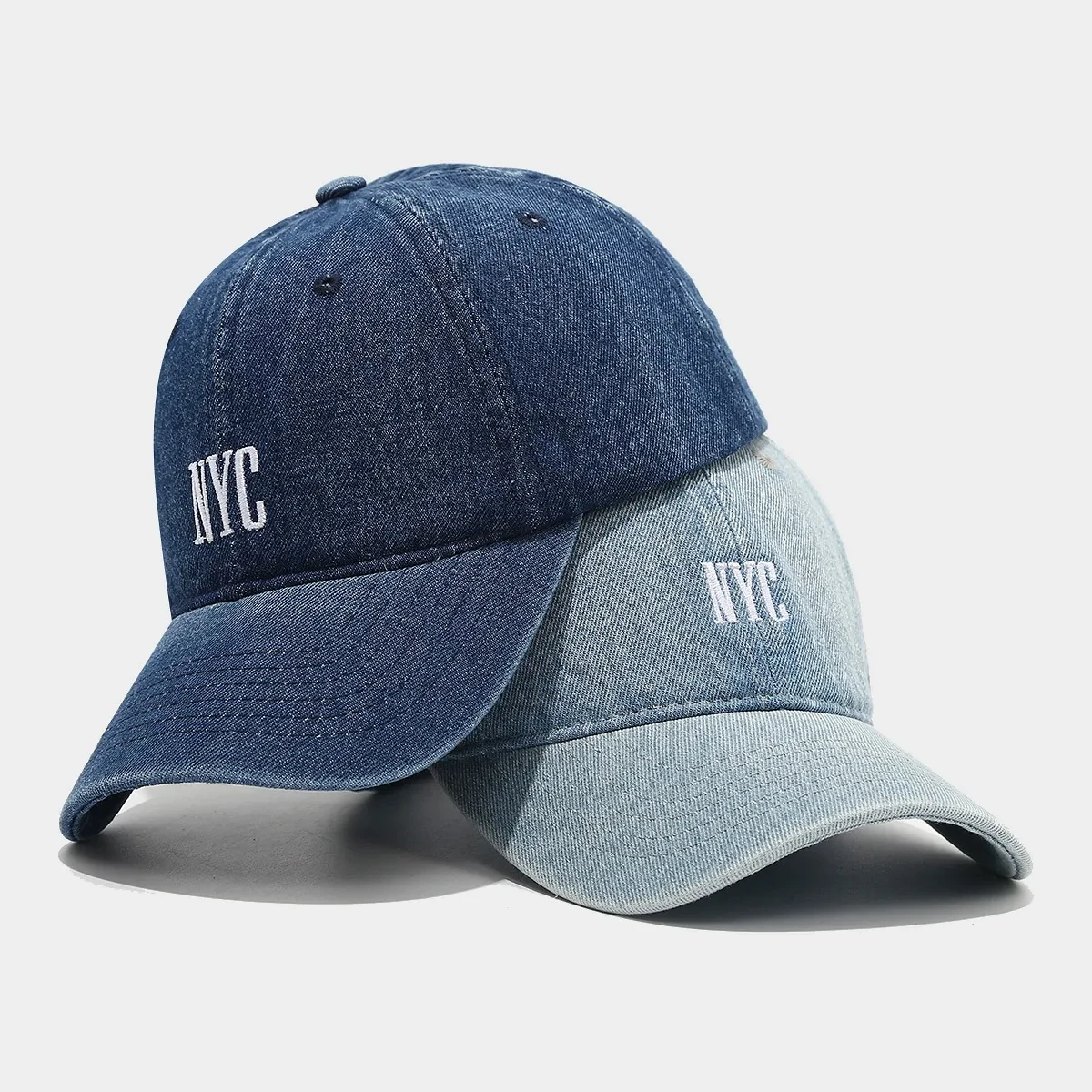 American Retro Denim Alphabet Peaked Cap