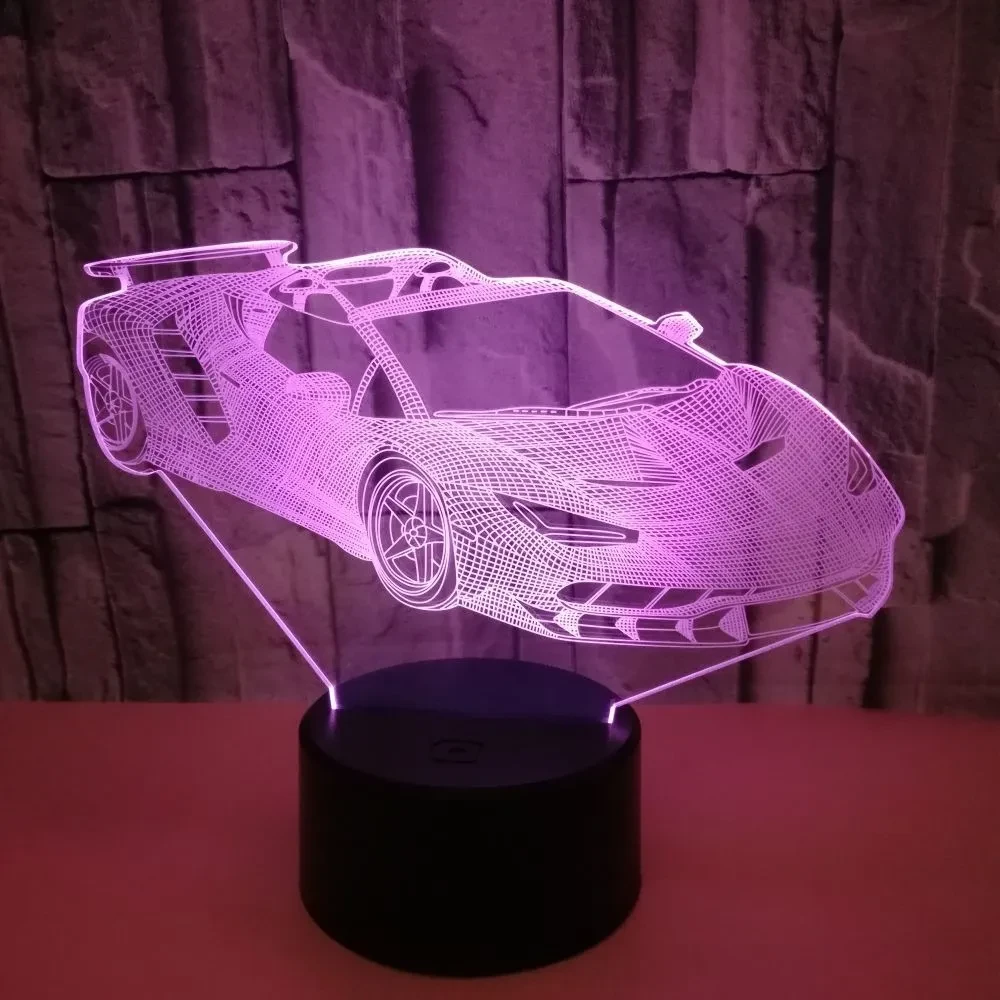 Creative acrylic sports car pattern 3D gift table lamp