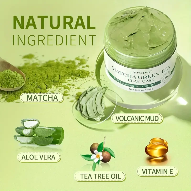 Green Tea Clay Facial Mask With Volcanic Mud