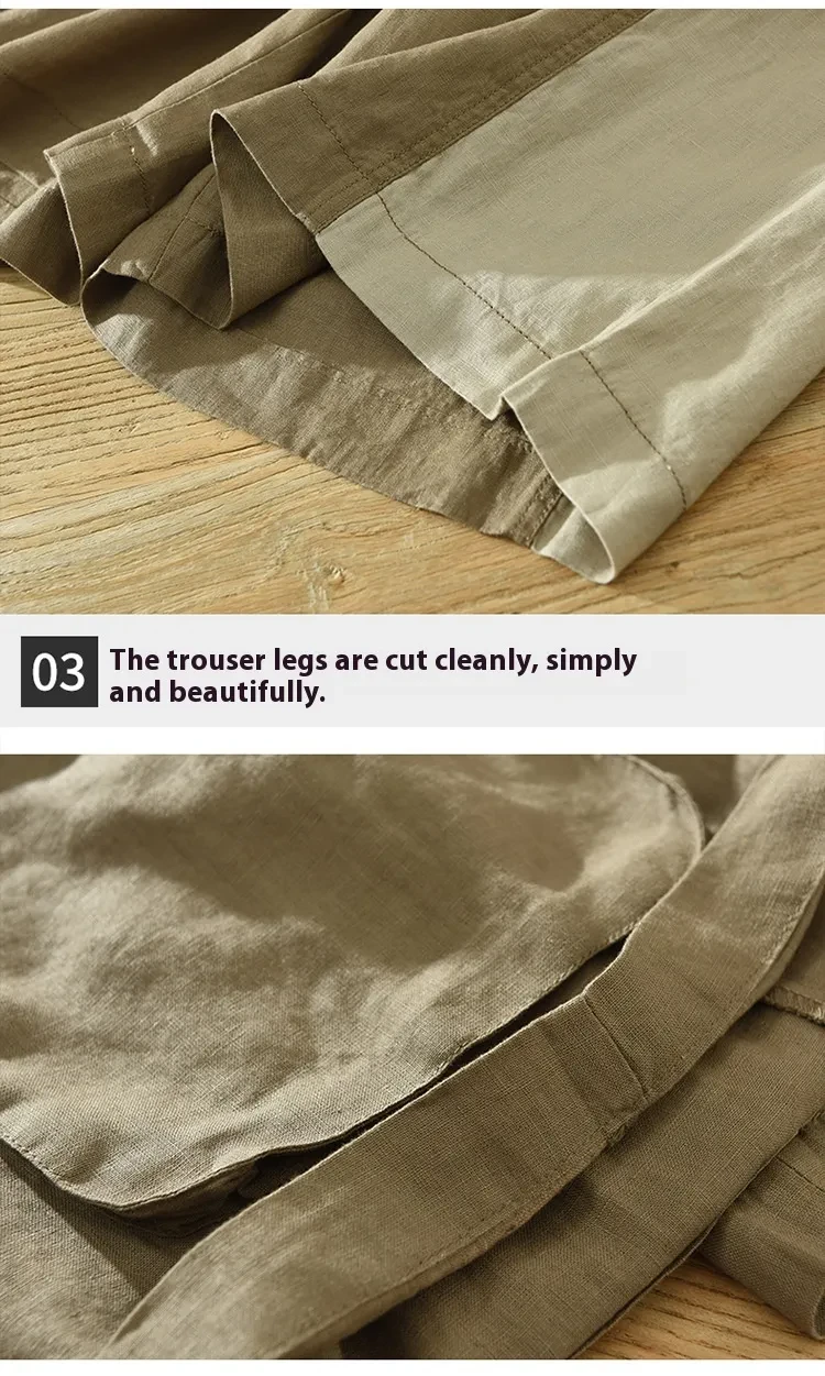 Men's Thin Trendy Loose Color Matching Linen Pants