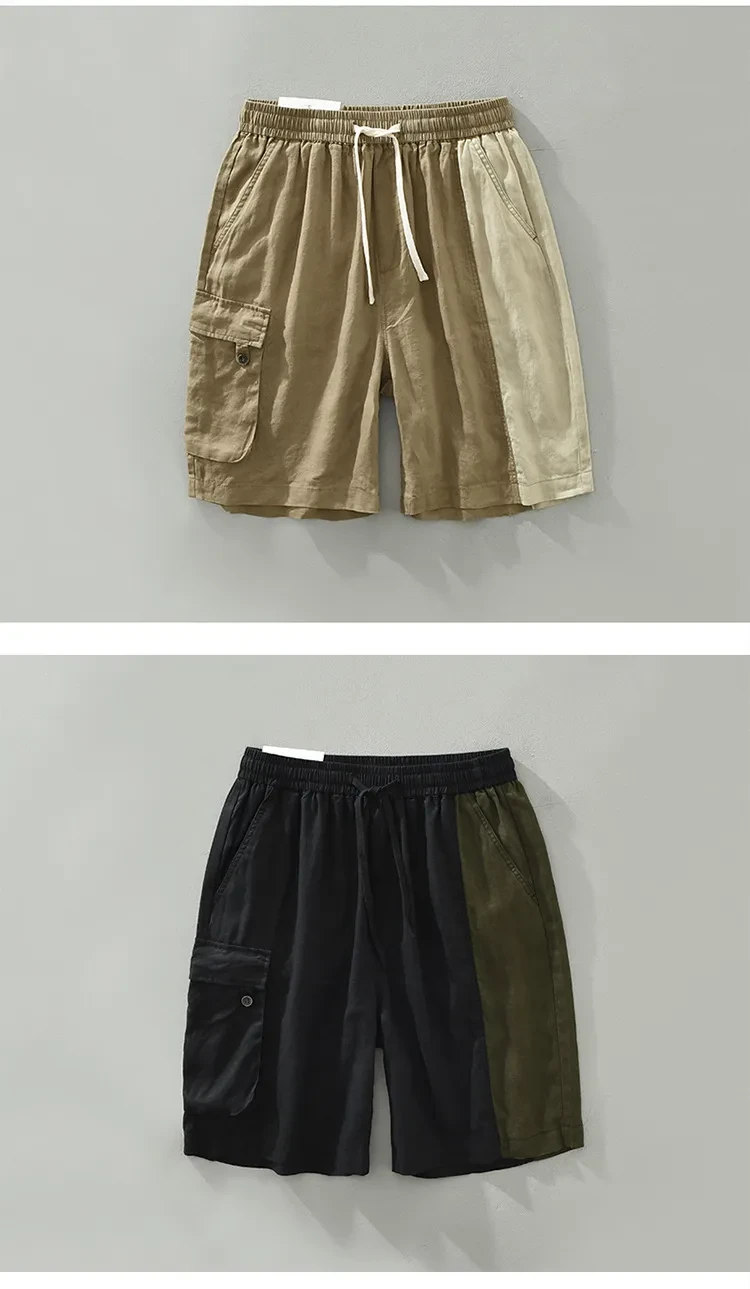 Men's Thin Trendy Loose Color Matching Linen Pants