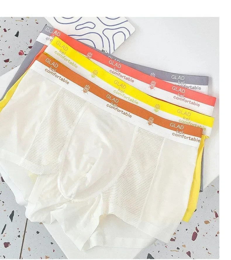Ice Silk Thin Mesh Breathable Traceless Boxer Shorts