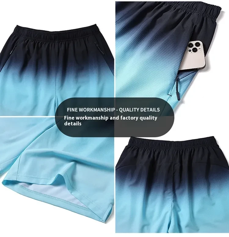 Summer Thin Ice Silk Shorts Men's Gradient Sports Beach Pants