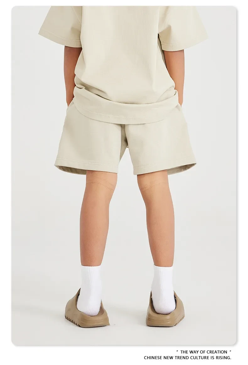 Earth Color Basic Style Medium And Large Children's Cotton Shorts