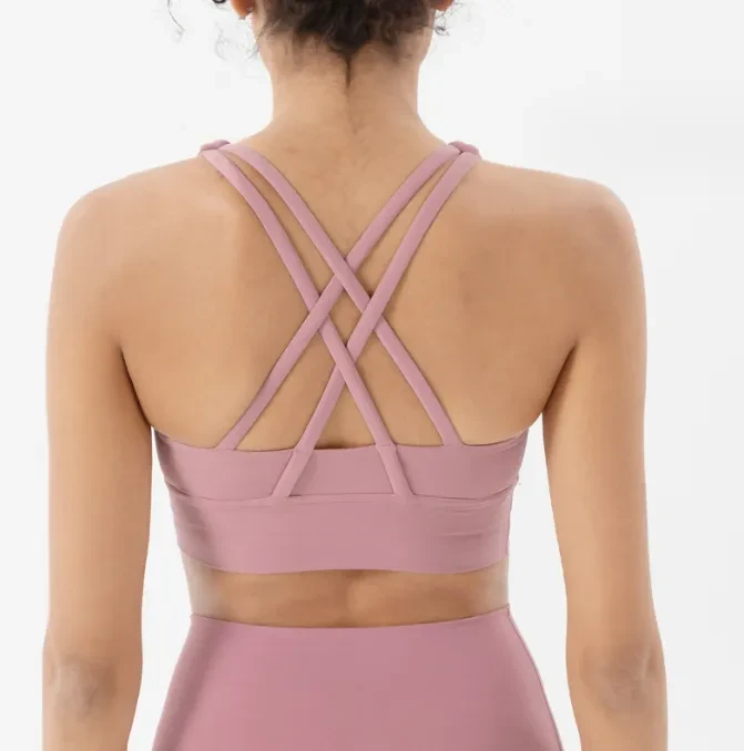 Cross Shockproof Gathered Yoga Beauty Back Bra