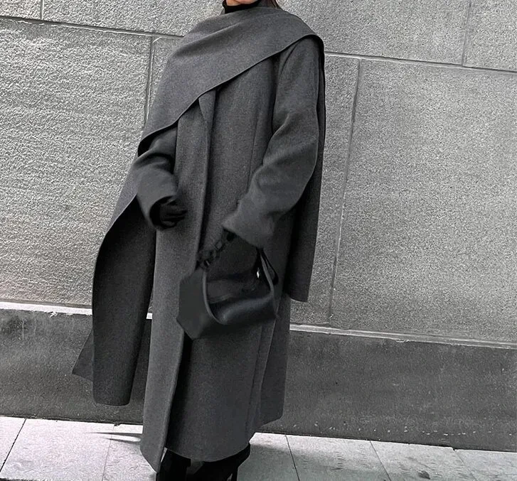 Arrival Of Scarf Collar Woolen Coat