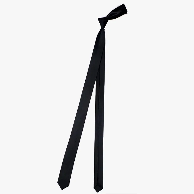 Narrow Tie Women's College Style Pure Black