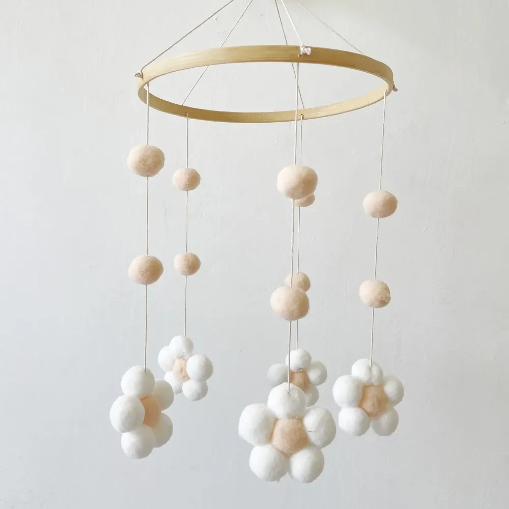 Ins Fur Ball Flower Wind Chimes Bed Bell Beige Flower Wind Chimes