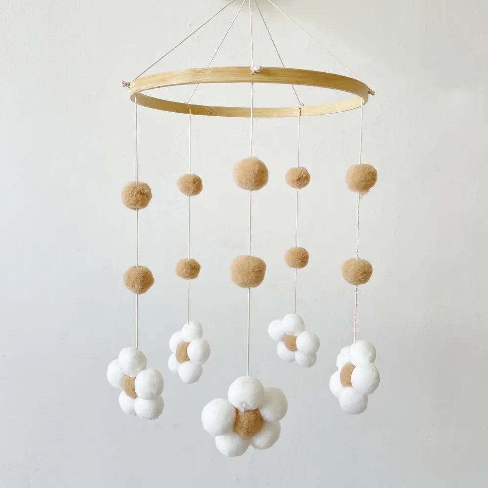 Ins Fur Ball Flower Wind Chimes Bed Bell Light Color Flower Wind Chimes