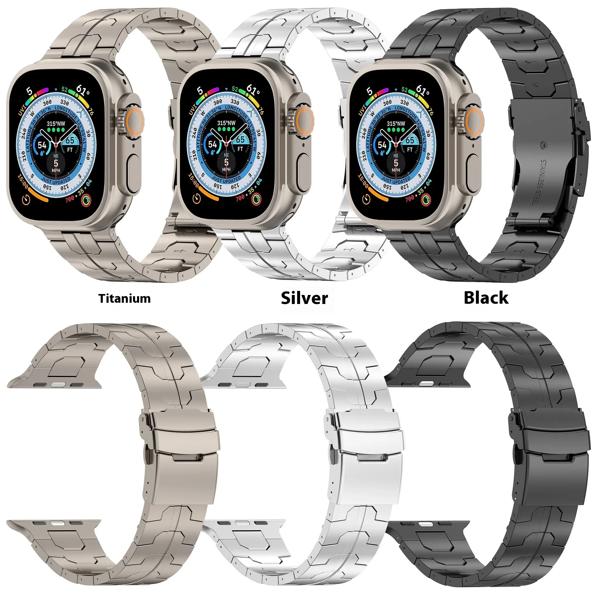 Solid Color Titanium Alloy High-end Metal Wrist Strap
