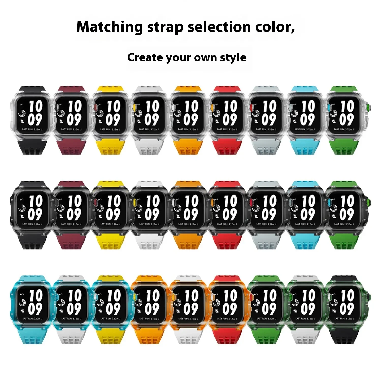 Crystal Transparent Case Fluorine Rubber Strap