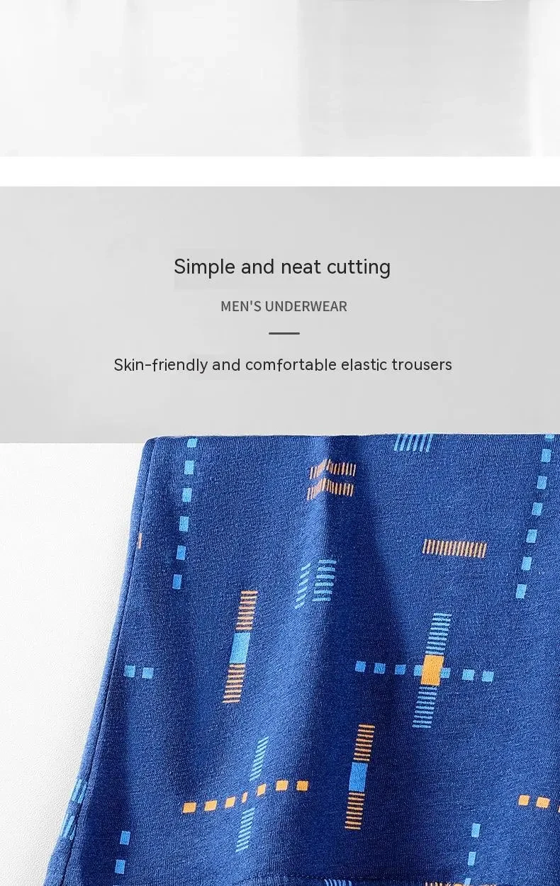 Breathable Printed Summer Thin Plus Size Men's Cotton Antibacterial Boxers Shorts