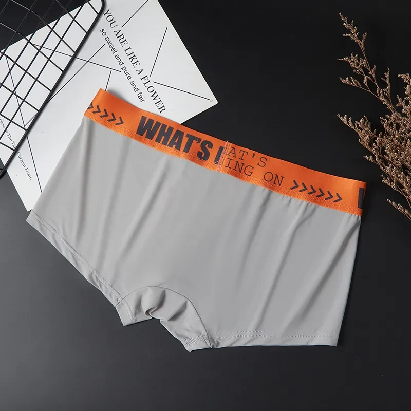 Men's Thin Ice Silk Mid-rise Boxers Briefs