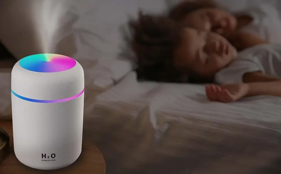 Cool Mist Humidifier, 300ml Mini Portable Humidifier With Multicolor LED Night Light, 2 Mist Mode And Auto Shut-Off, Personal Desktop Aroma Diffuser For Home Office