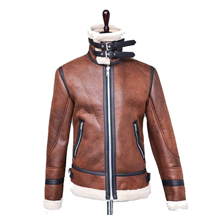 FrostGuard: High-Neck Fur-Lined Leather Jacket