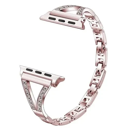 Diamond-studded stainless steel strap