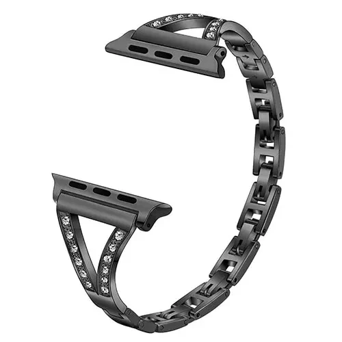 Diamond-studded stainless steel strap